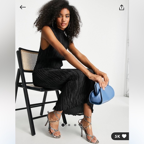 ASOS design satin plisse midi dress with high neck - Picture 3 of 7